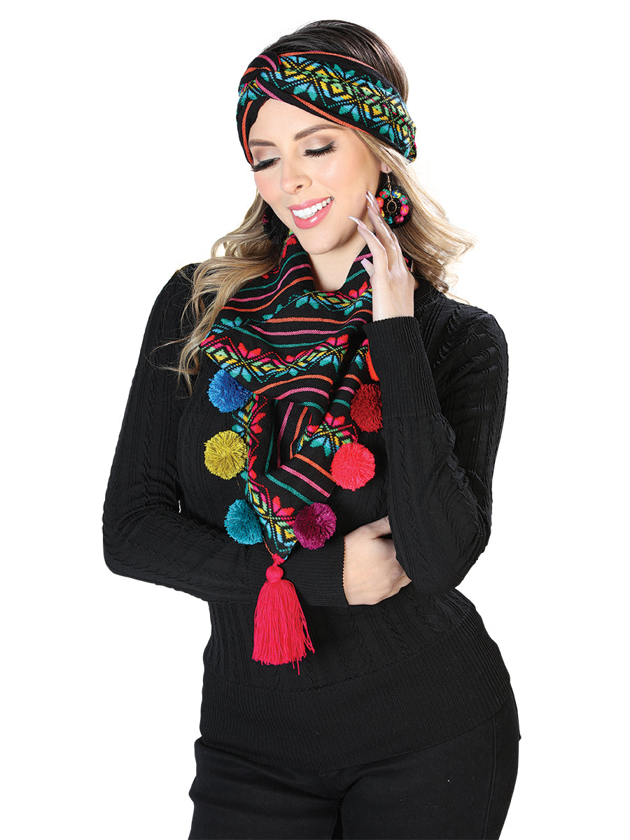 Conjunto de bufanda y diadema negras