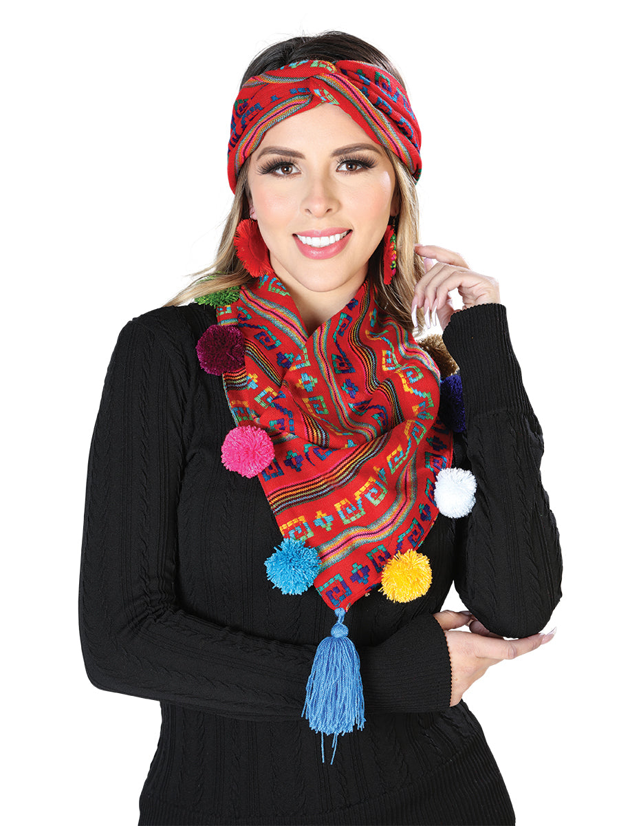 Conjunto de bufanda roja y diadema