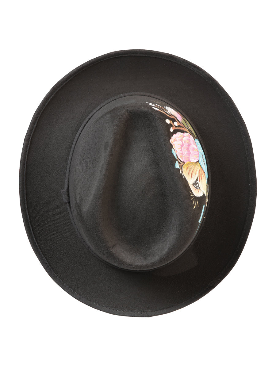 Artisanal Hand Painted Hat Suede Black