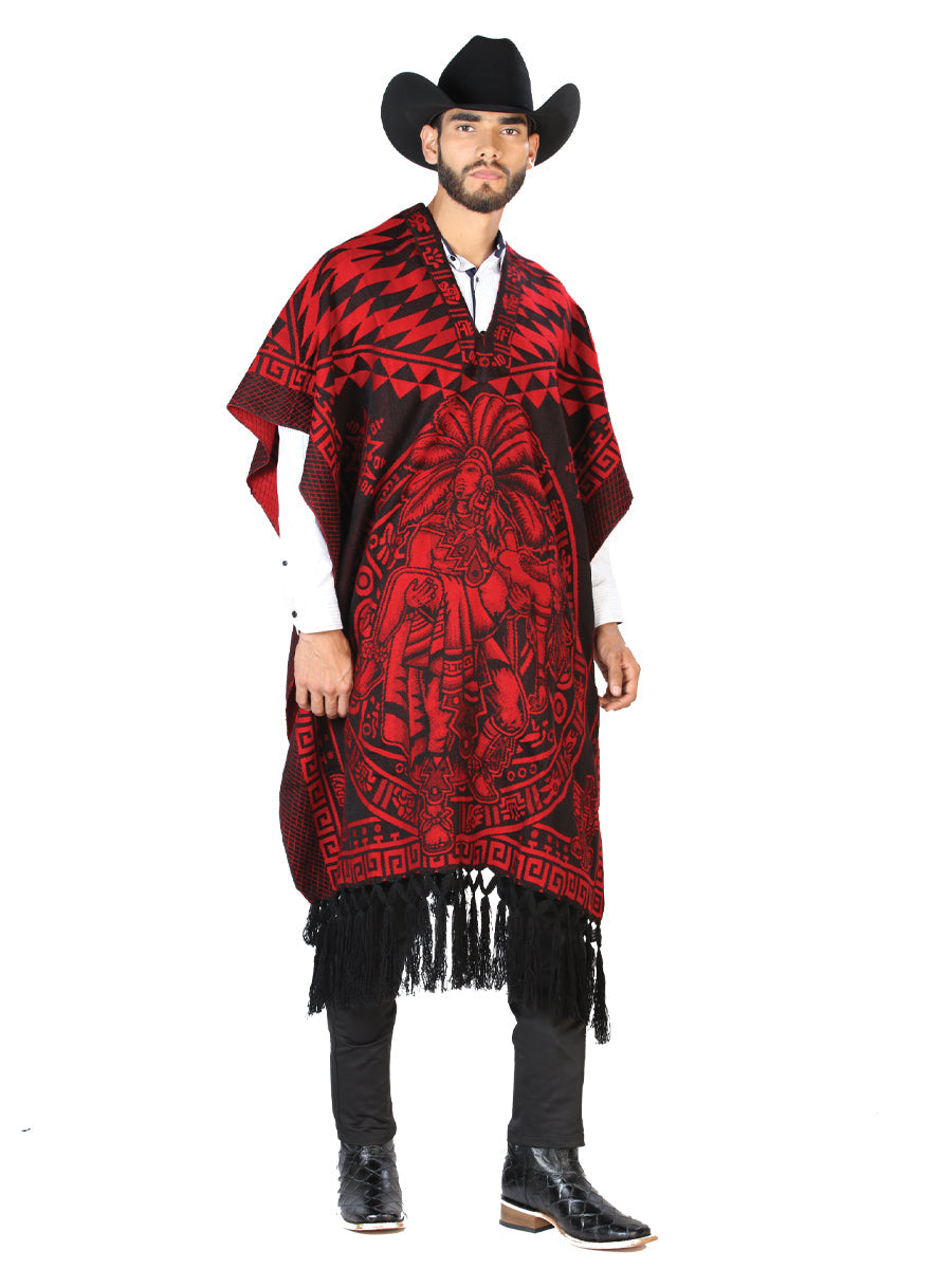 Mexican Artisanal Poncho 92% Acrylic, 9% Polyester Black/Red