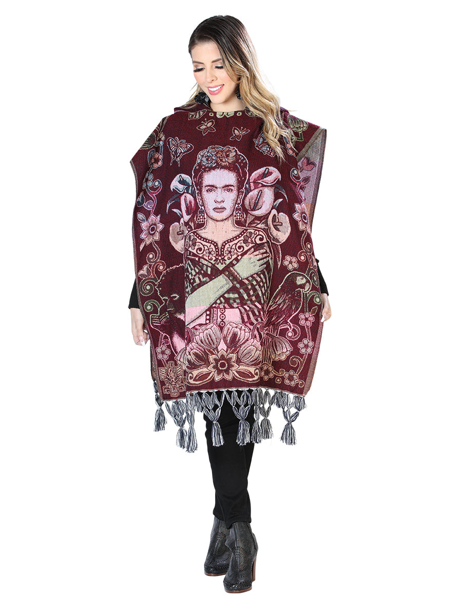 Mexican Multicolor Artisanal Poncho Frida Kahlo design