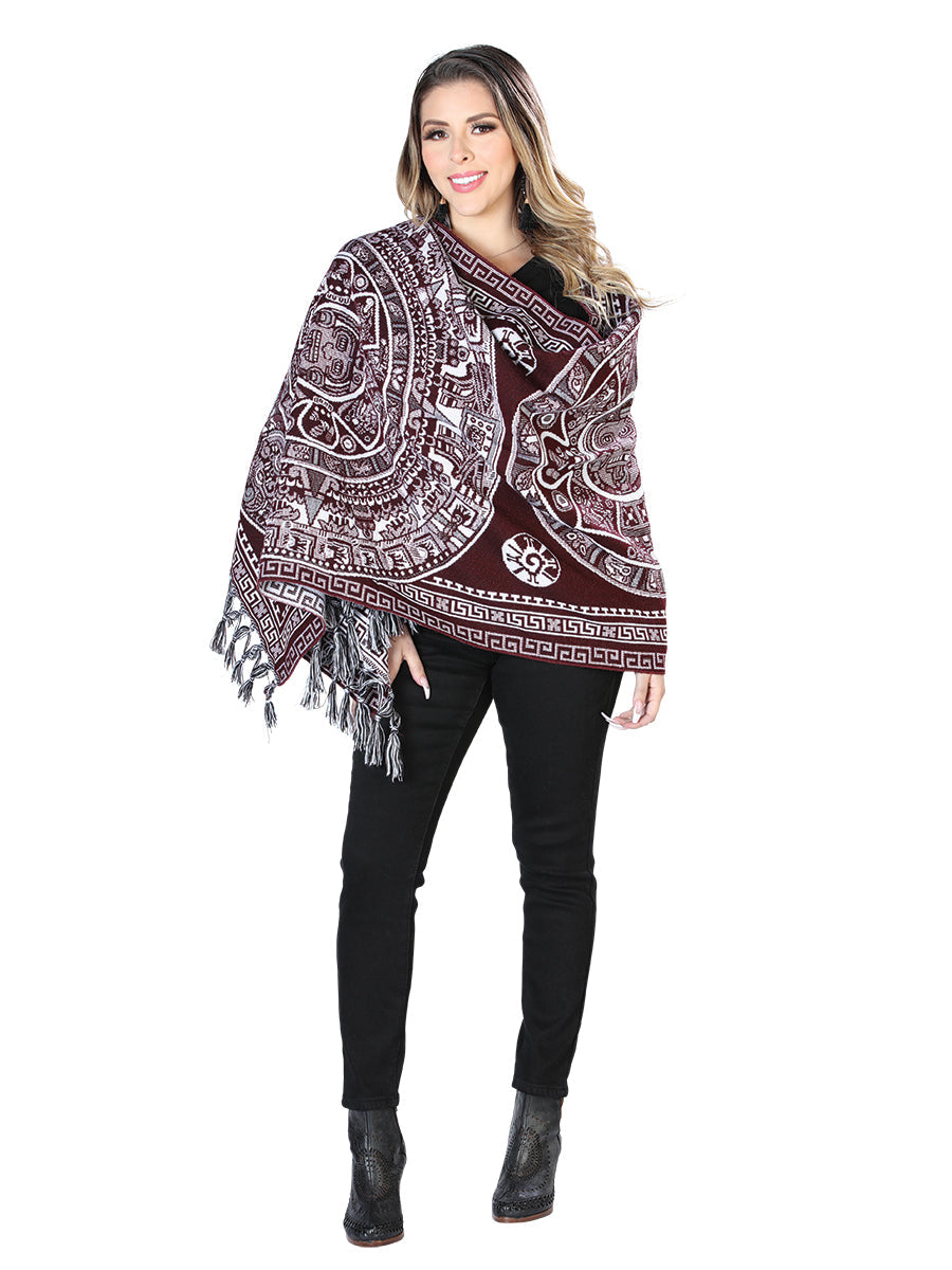 Wine and White Mexican Artisanal Shawl