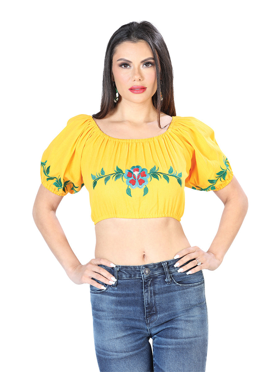 Artisanal Embroidered Blouse Cotton Yellow