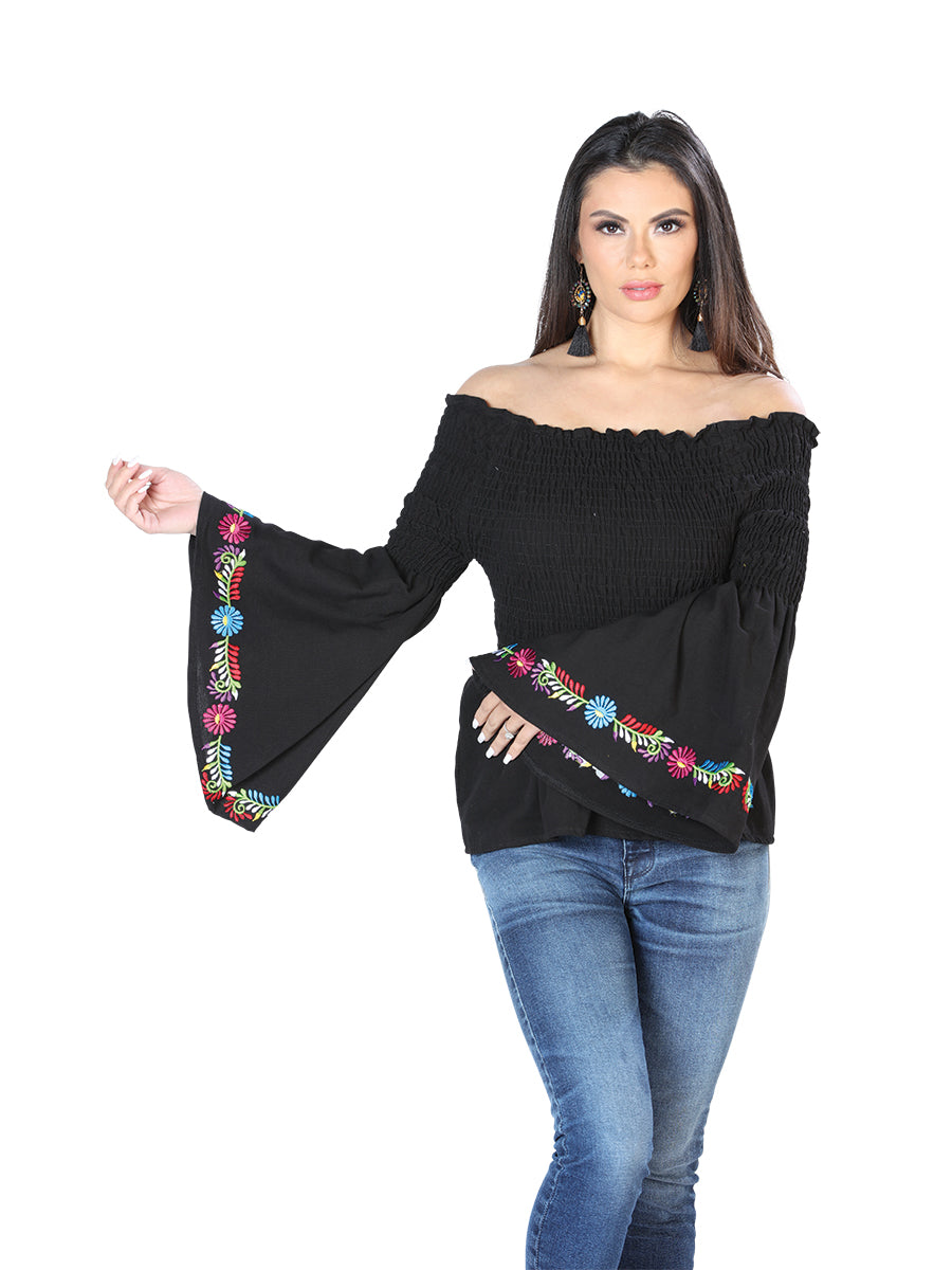 Artisanal Embroidered Blouse Cotton Black