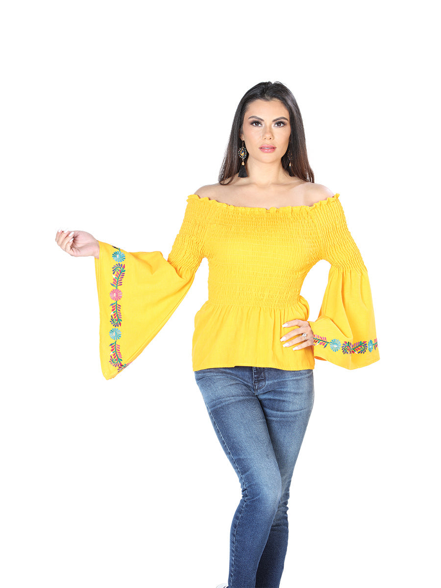Artisanal Embroidered Blouse Cotton Yellow