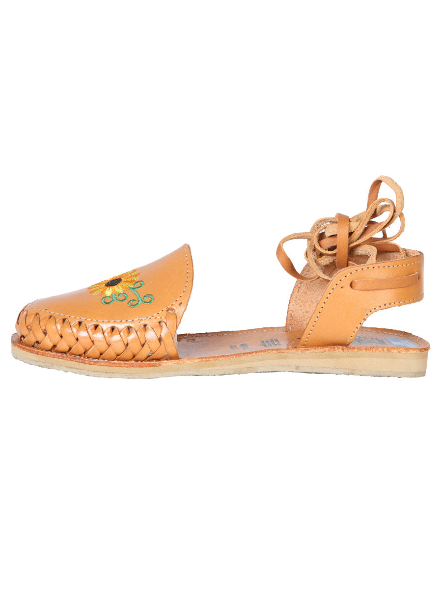 Mexican Artisanal Sandals Tan Sunflower