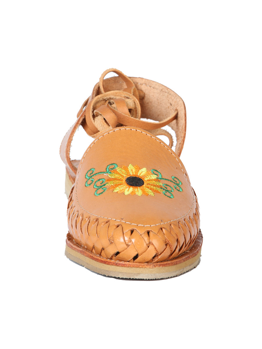 Mexican Artisanal Sandals Tan Sunflower