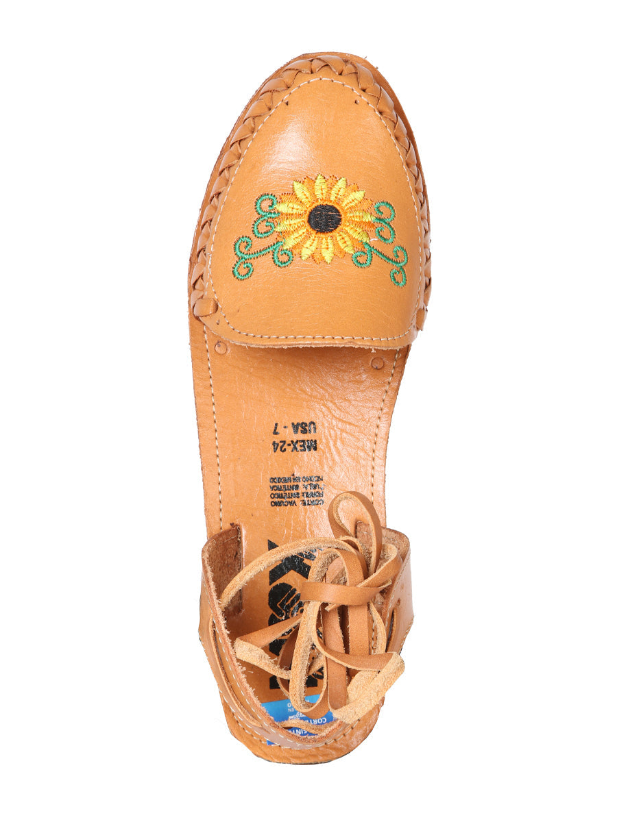 Mexican Artisanal Sandals Tan Sunflower