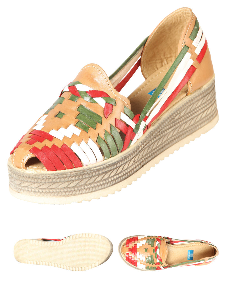 Sandalias Artesanales Mexicanas de Piel Tricolor