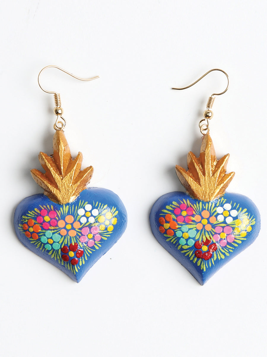 Artisanal Hand Painted Earrings Blue