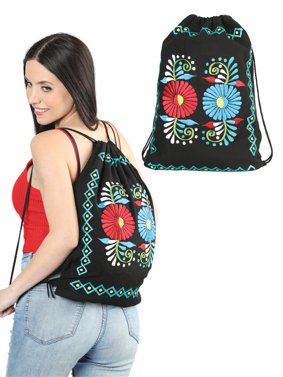 Mochila Artesanal 100% Algodón Negra