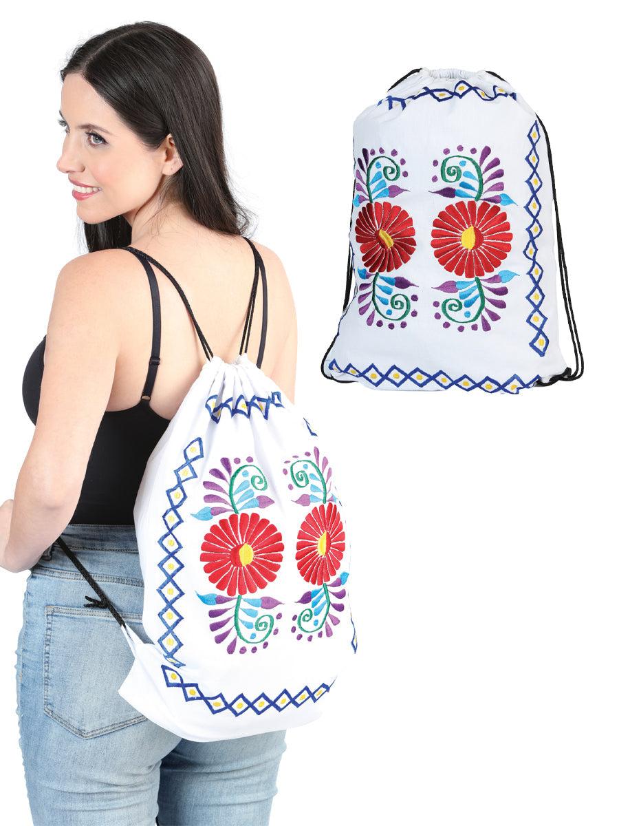 Mochila Artesanal 100% Algodón Blanco