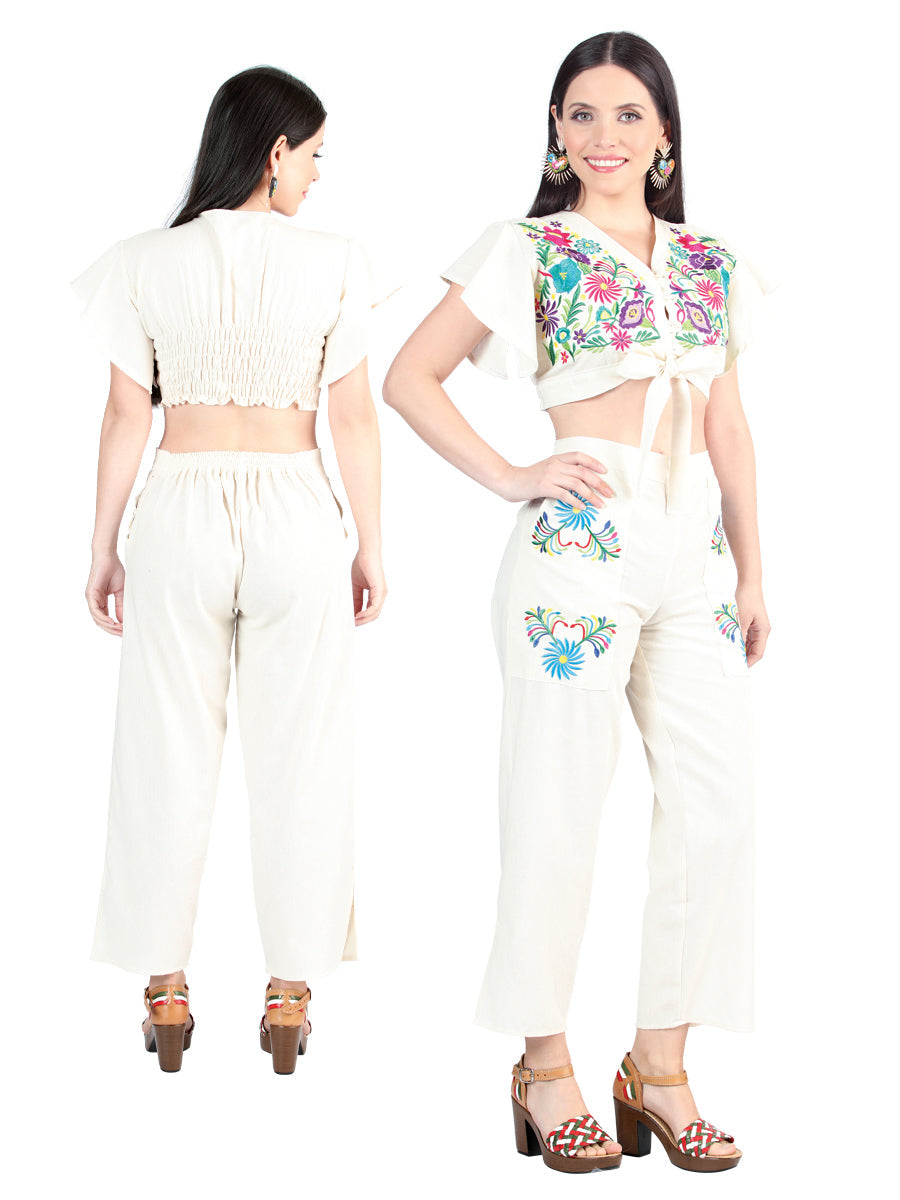 Artisanal Embroidered Beige Set
