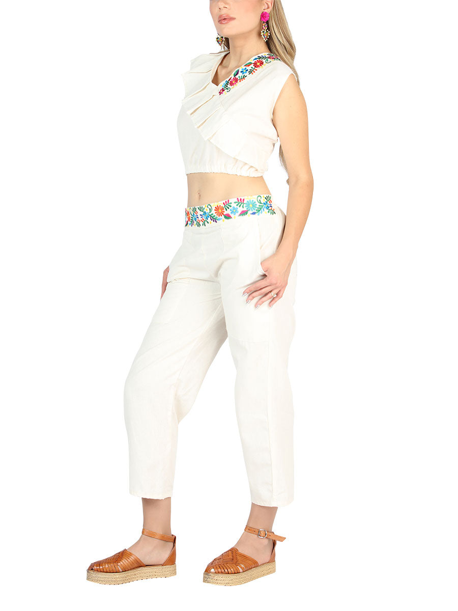 Artisanal Embroidered Set Cotton Beige