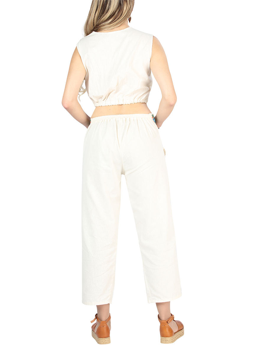 Artisanal Embroidered Set Cotton Beige