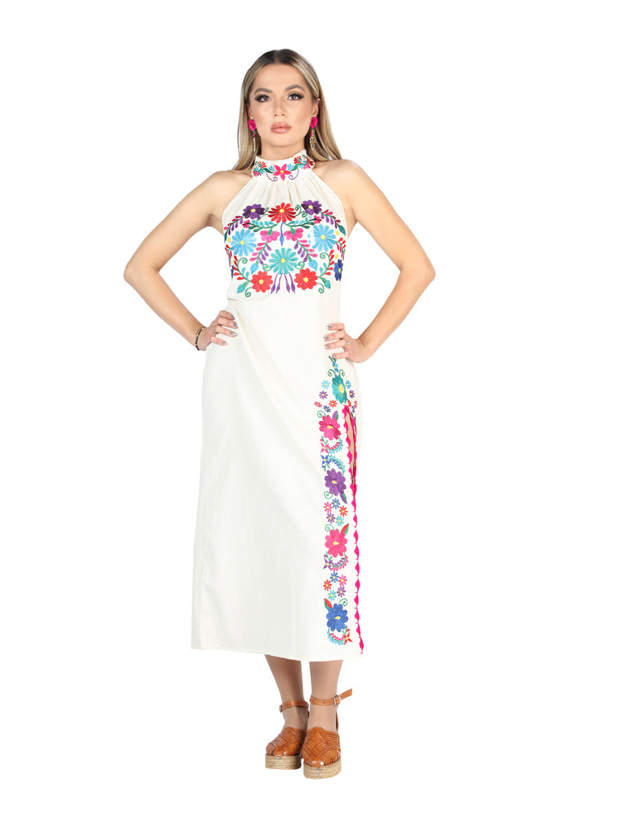 Artisanal Embroidered Dress Cotton White