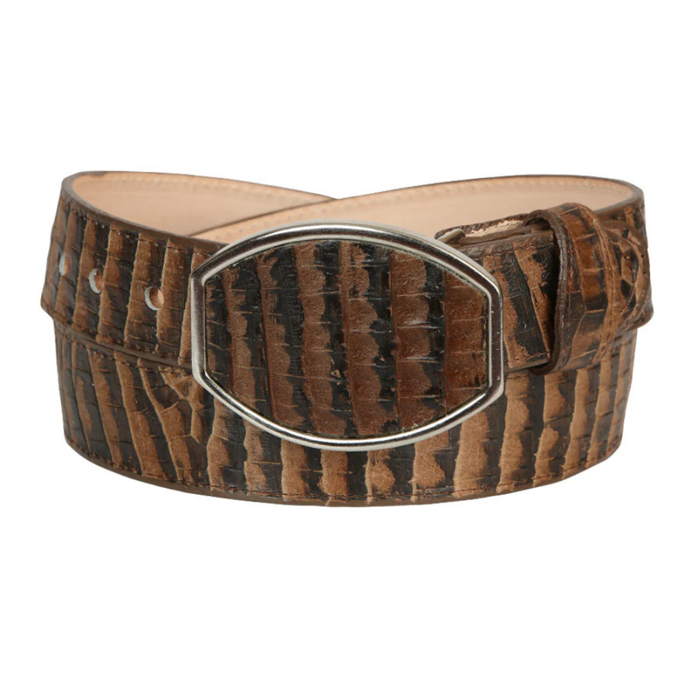 El General Men’s Western Belt - Caiman Belly Print - Tobacco
