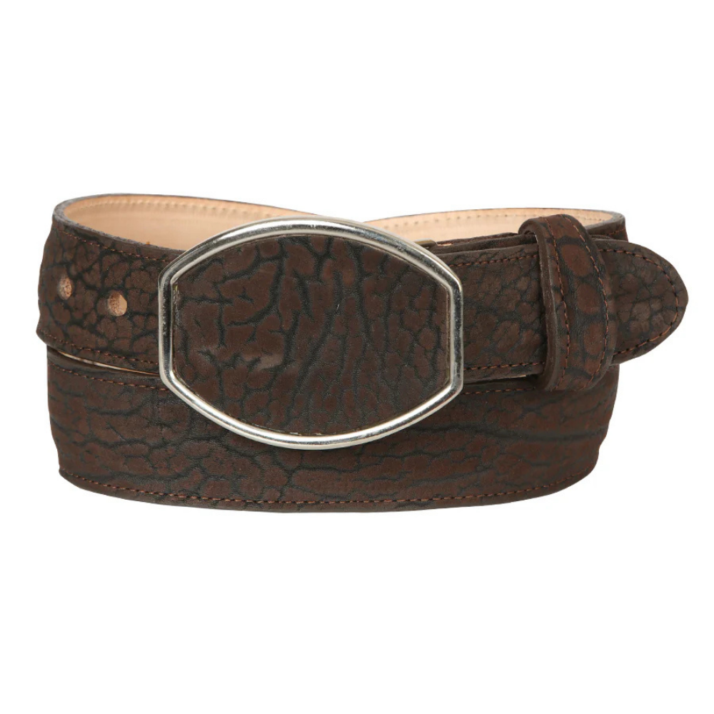 El General Men’s Western Belt - Bull Neck Print - Brown