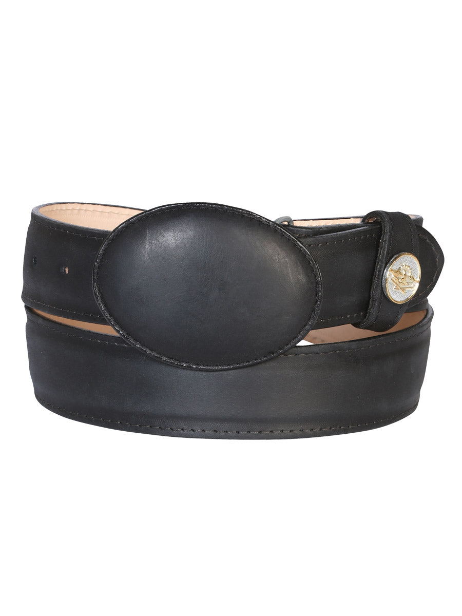 El General Men's Western Belt - Crazy Leather - Black