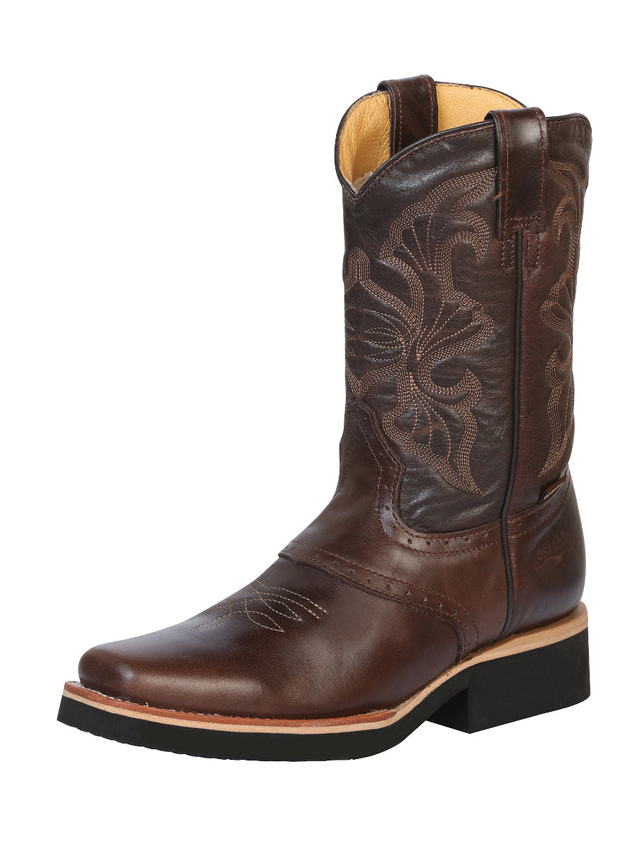 Establo Men's Rodeo Work Boot - Rustic Leather in Brown Dallas