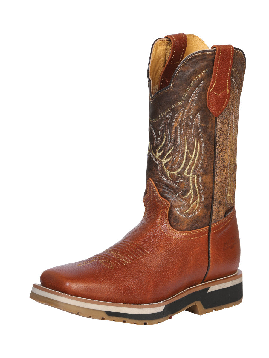 Establo Men's Rodeo Boot - Bovine Grizzly Leather in Honey