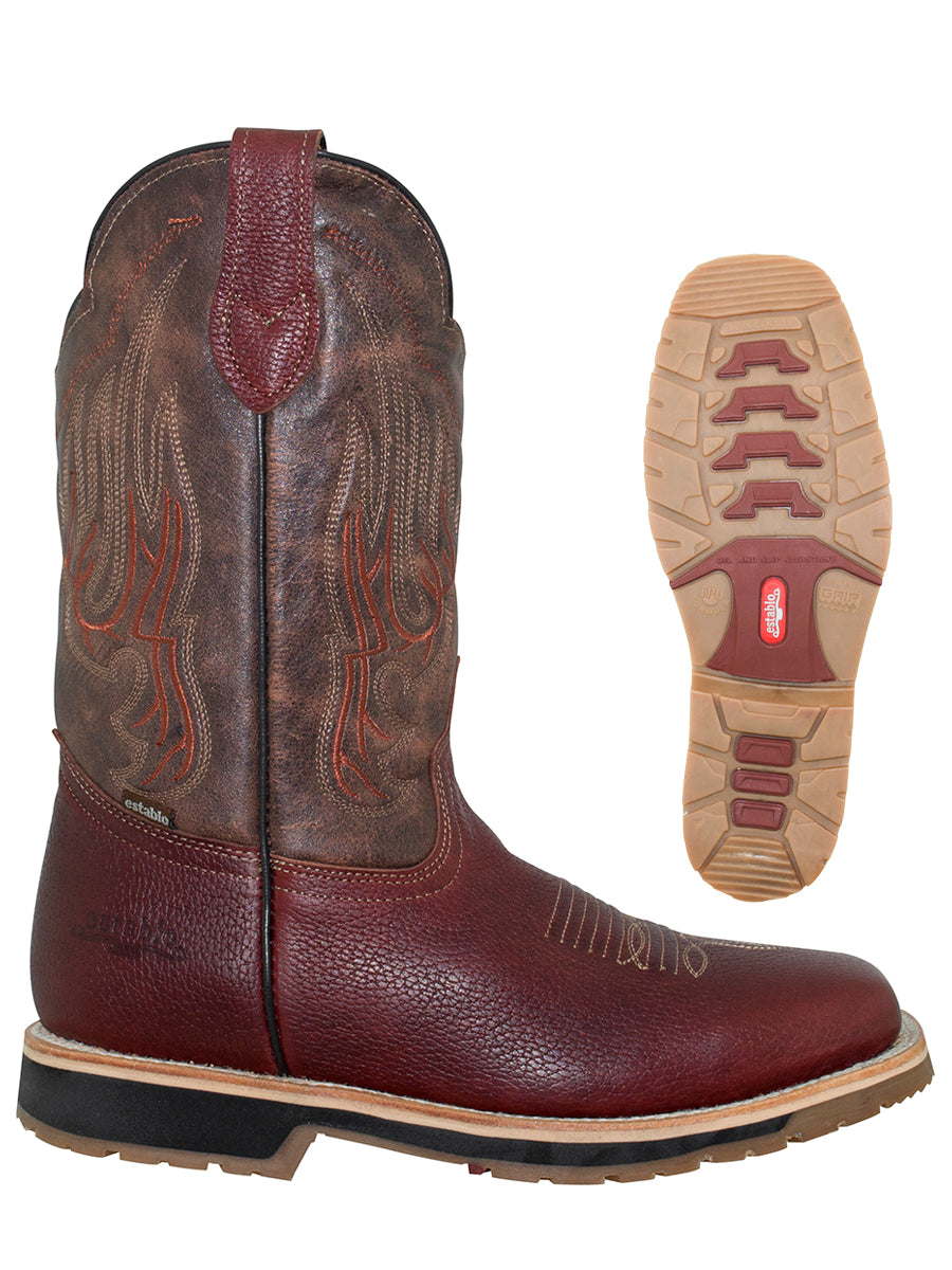 Bota de rodeo Establo para hombre en piel de vacuno Grizzly en color Shedron