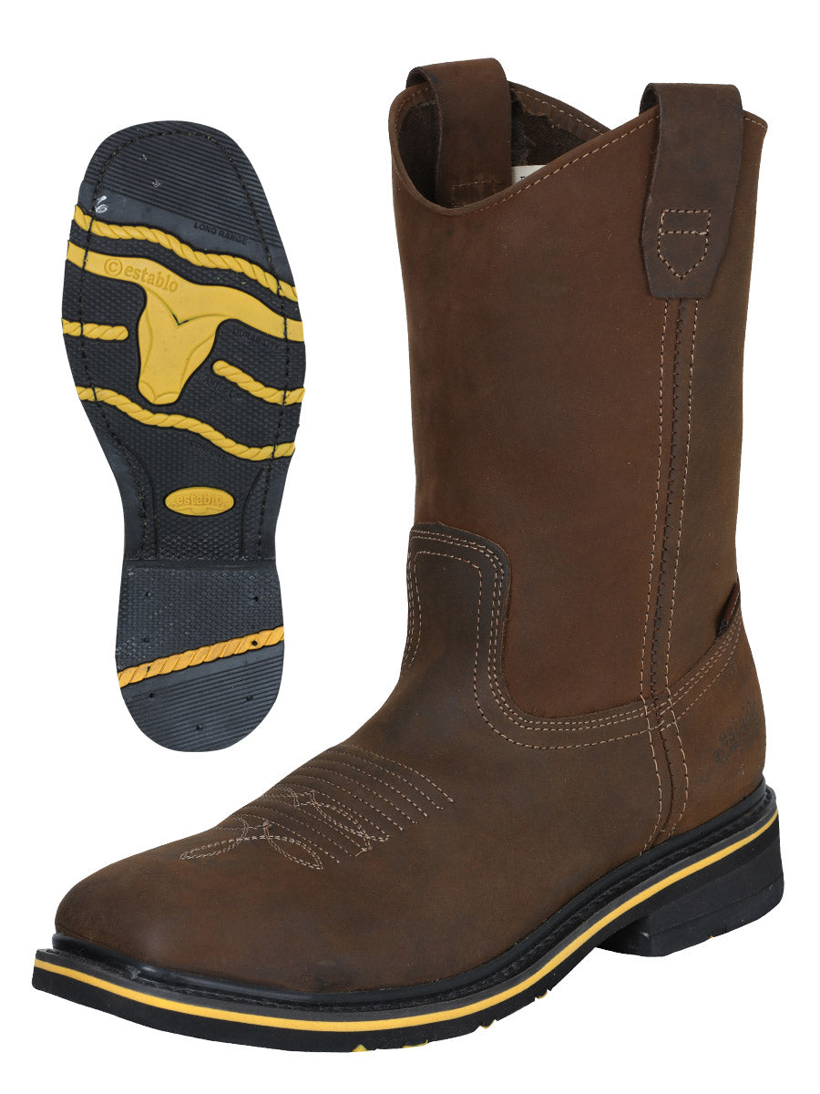Establo Men's Rodeo Boot - Crazy Leather Tan with Steel Toe