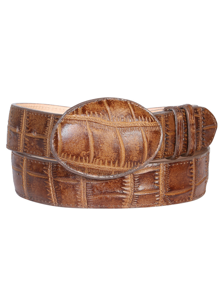 El General Men’s Western Belt Crocodile Print Leather