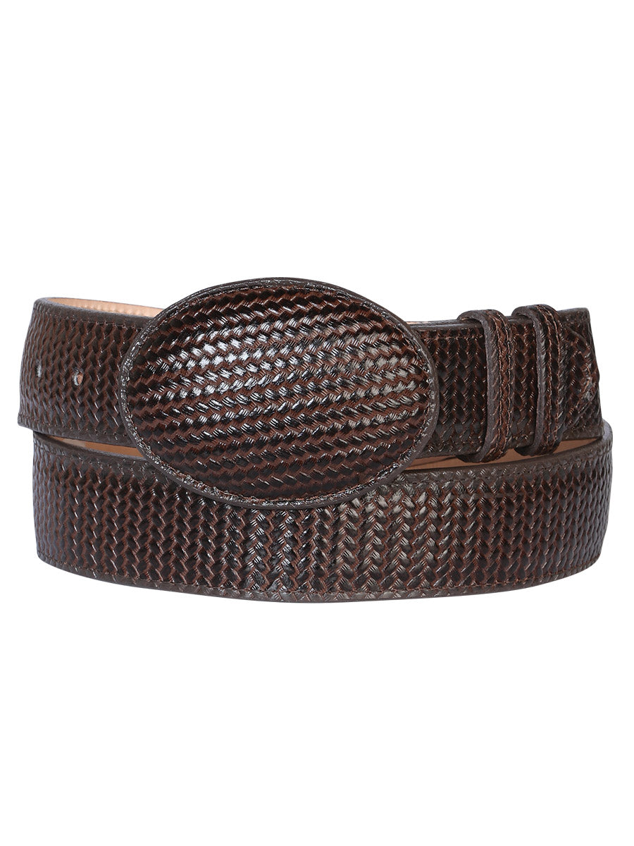 El General Men’s Western Belt Cigar Embossed Woven Leather