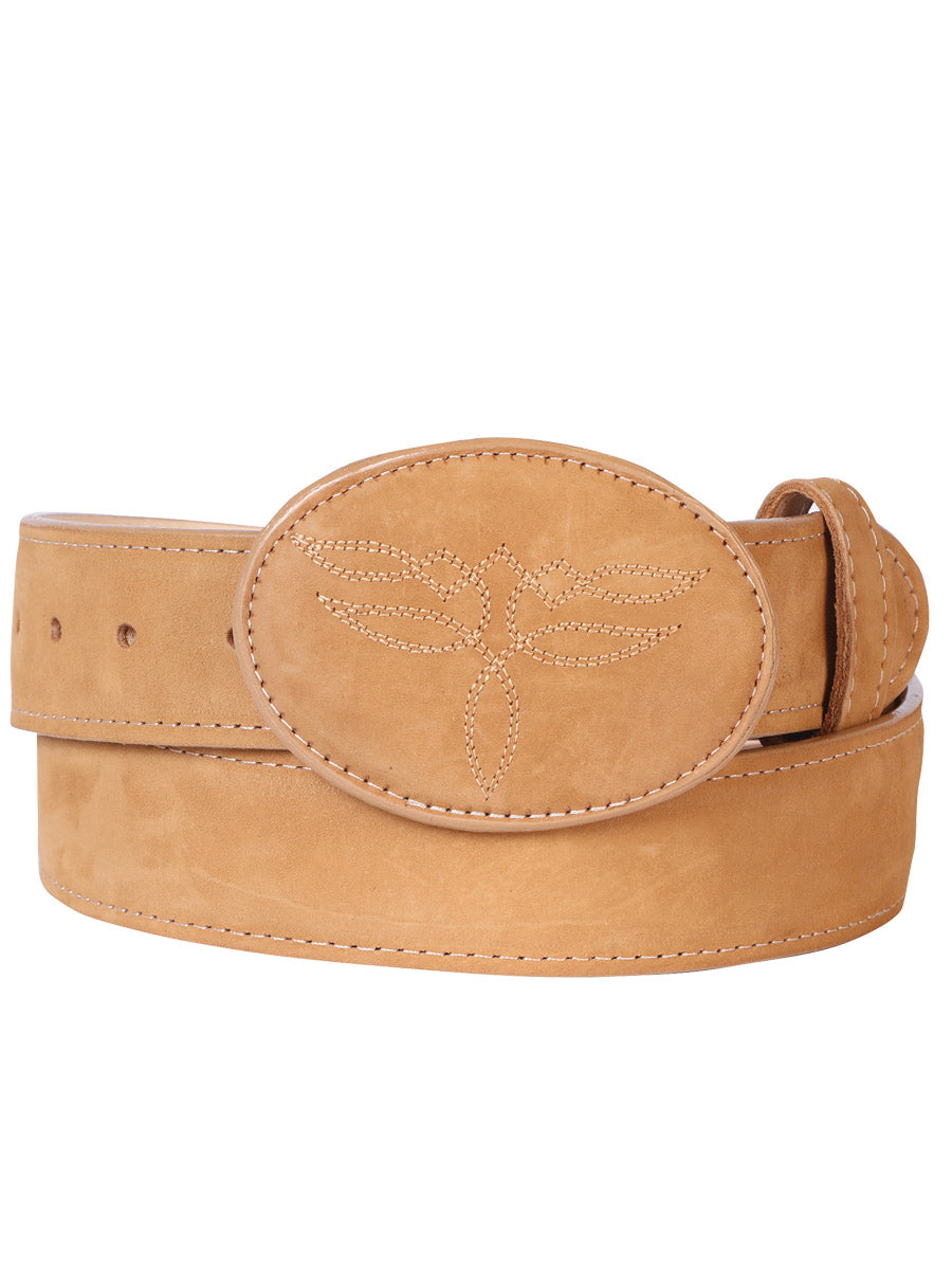 El General Women's Western Belt - Nubuck Bovine Leather - Peach