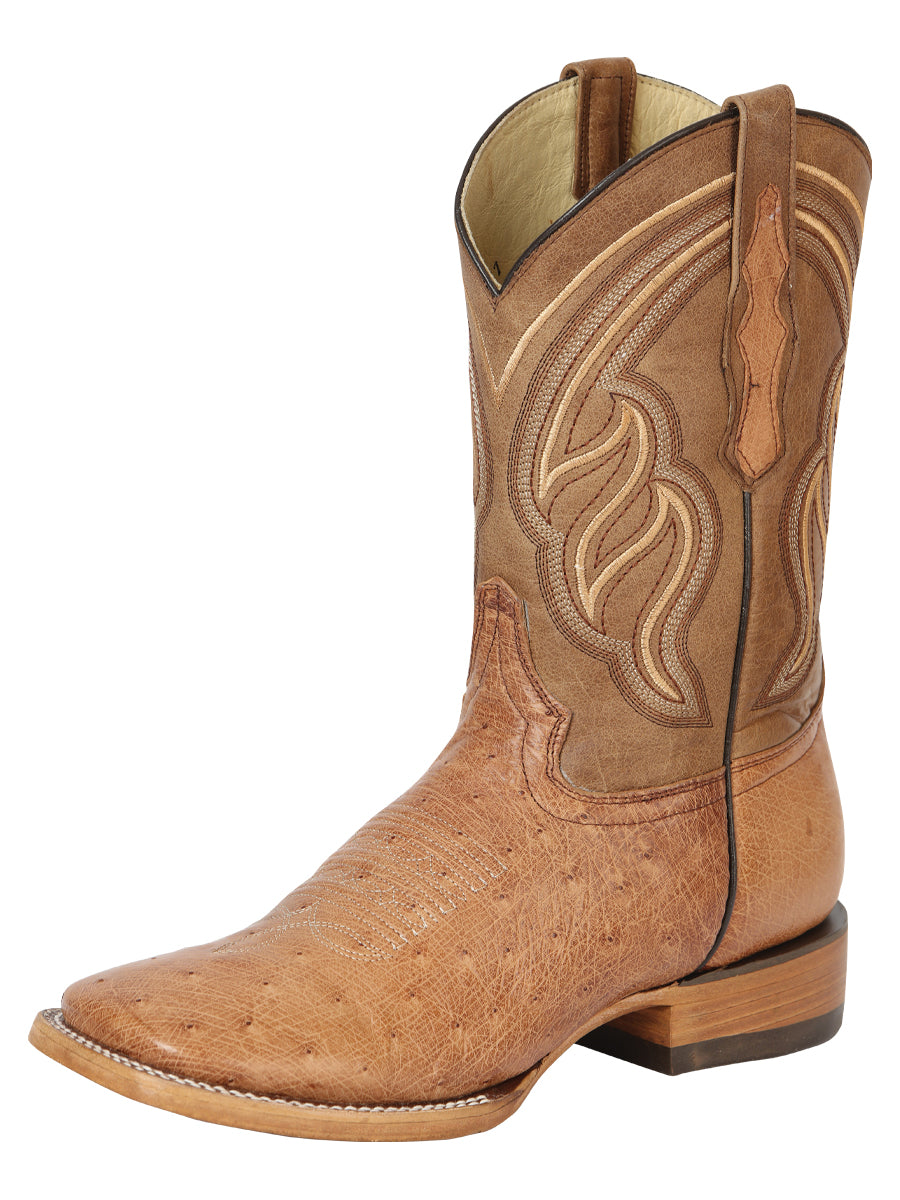 Botas vaqueras exóticas de avestruz para hombre de El General - Brandy Bruciato