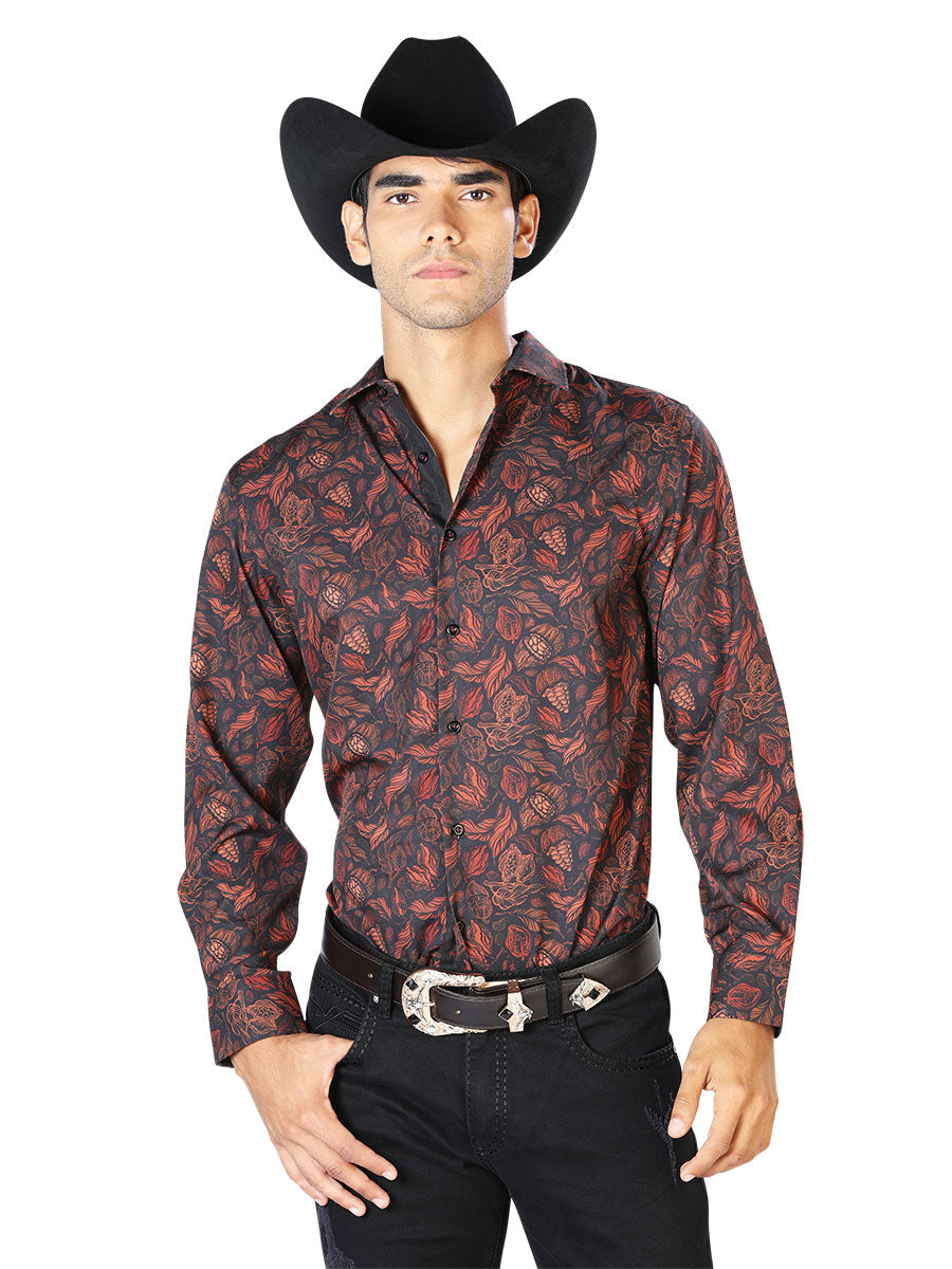 Black And Brick Long Sleeve Shirt