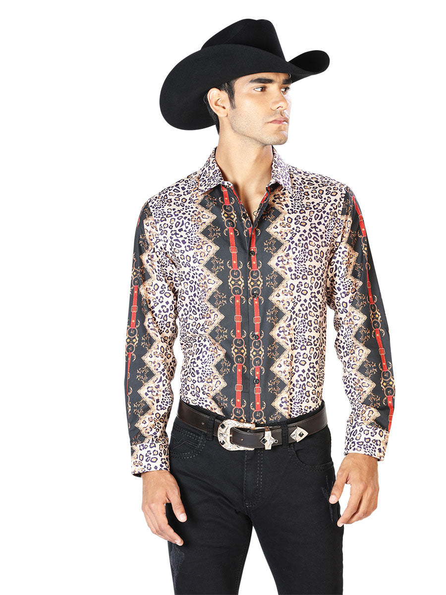 Black And Leopard Casual Long Sleeve Shirt