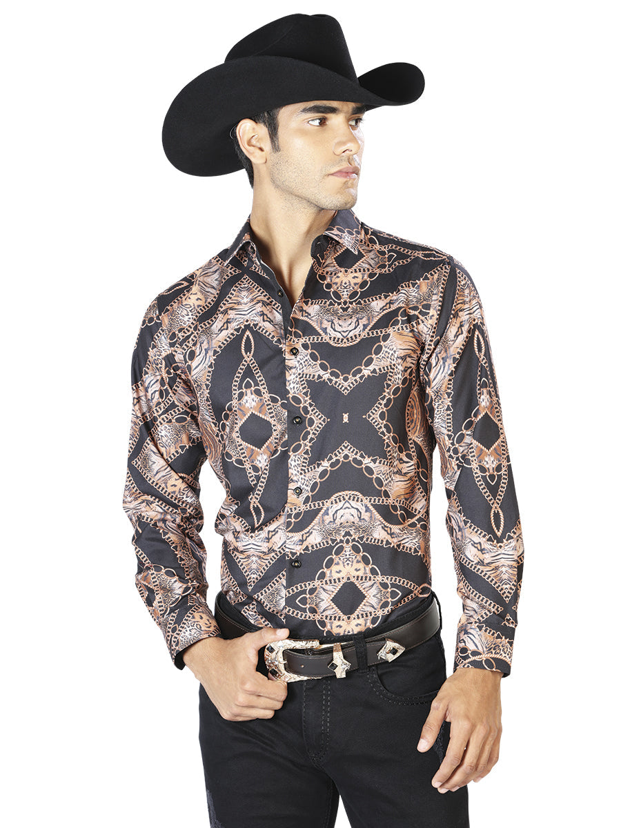 Black And Leopard Casual Long Sleeve Shirt