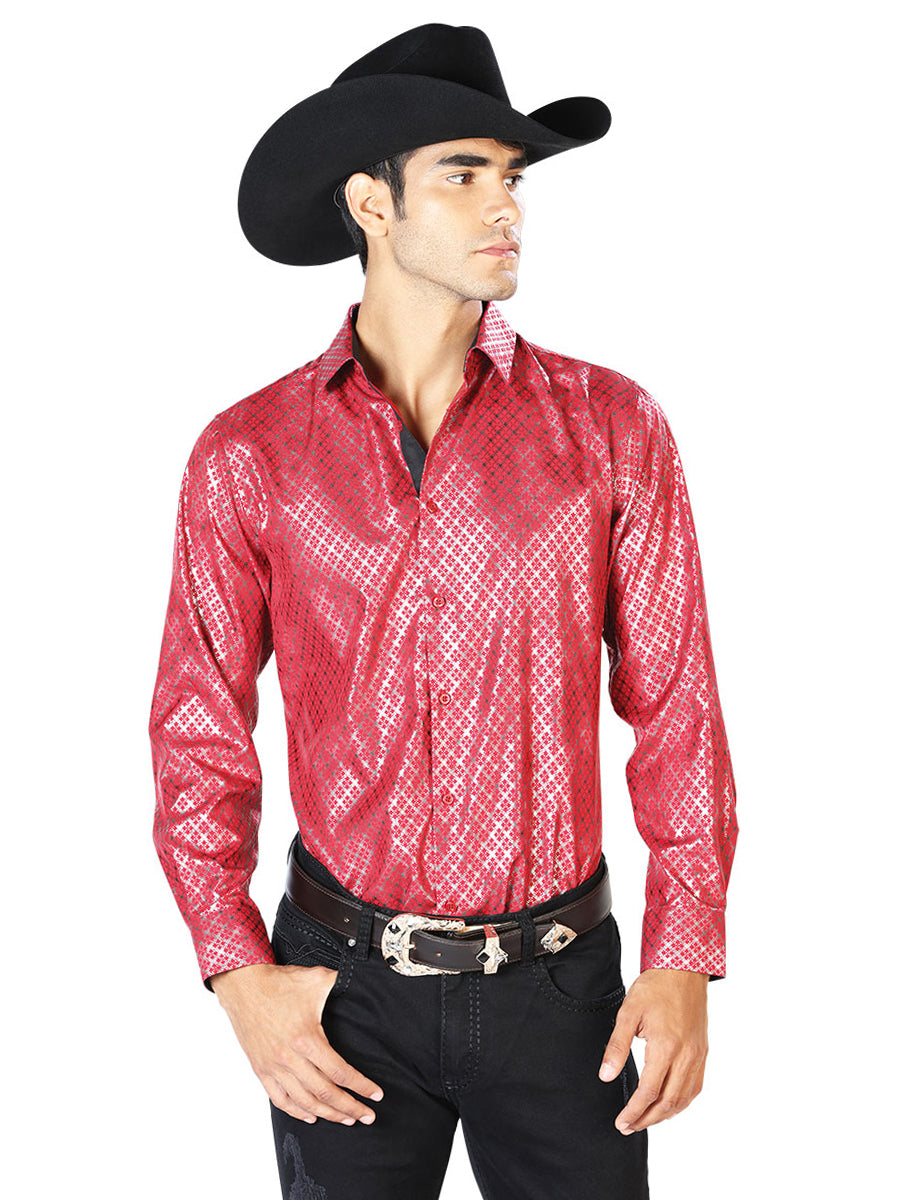 Red Casual Long Sleeve Western Cowboy Shirt