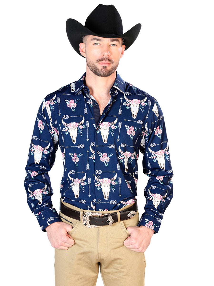 Navy Blue Long Sleeve Casual Long Sleeve Shirt