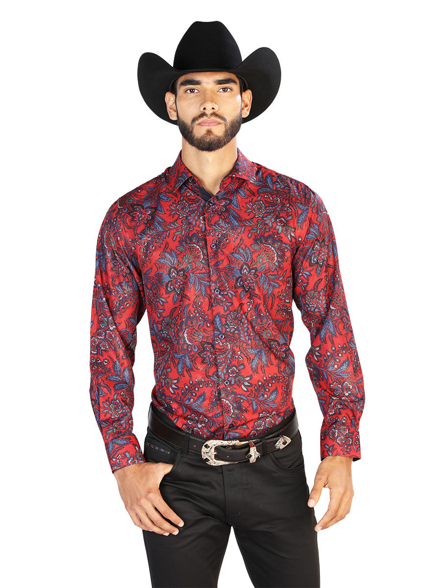 Red And Blue Casual Long Sleeve Shirt