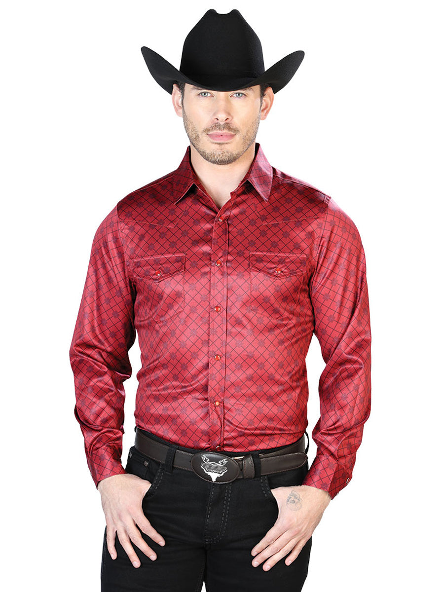 Burgundy Casual Long Sleeve Shirt