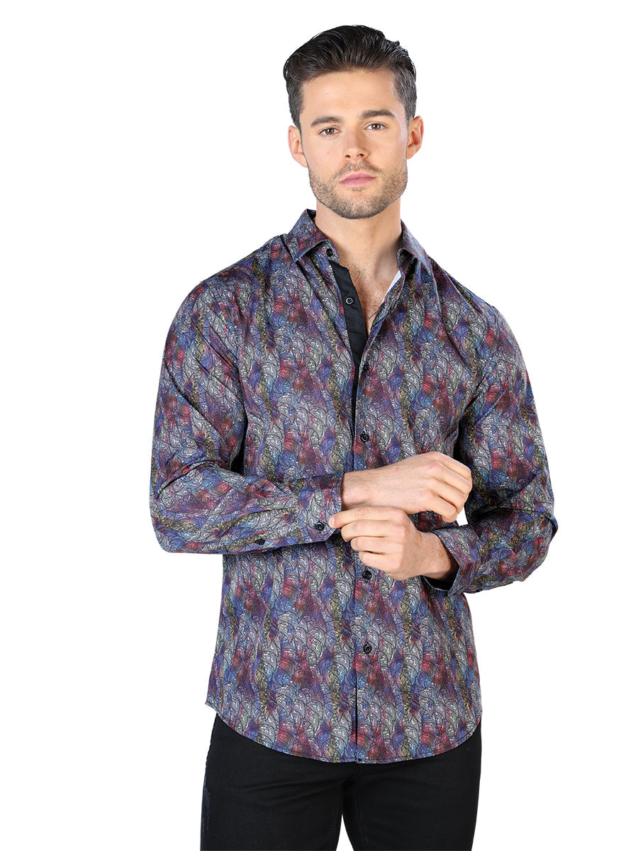 Camisa de manga larga negra multicolor