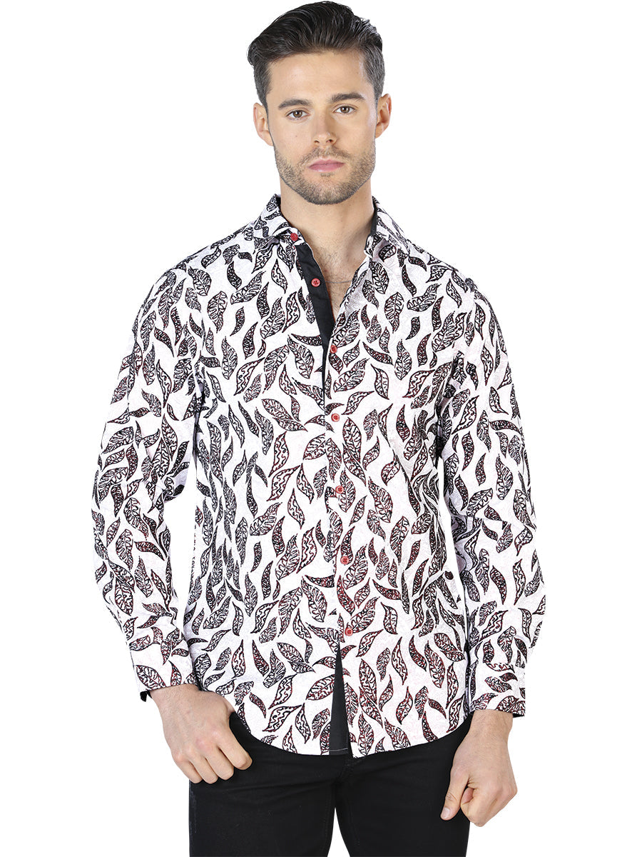 Camisa casual de manga larga blanca y negra