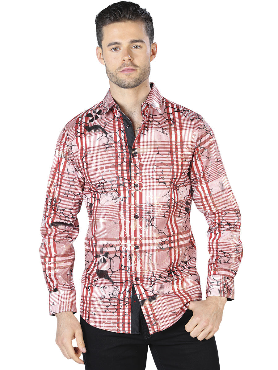Camisa casual de manga larga color vino negro