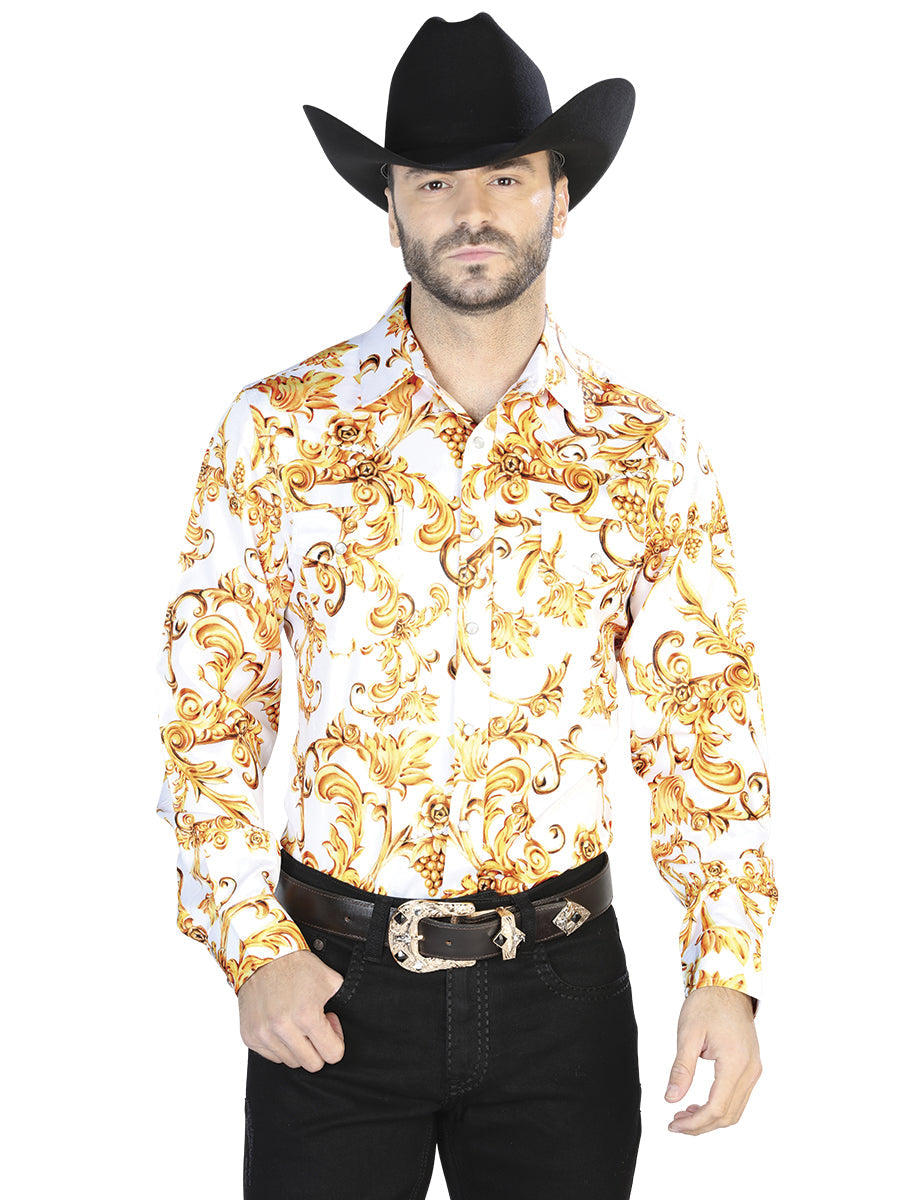 Off White Gold Casual Long Sleeve Shirt