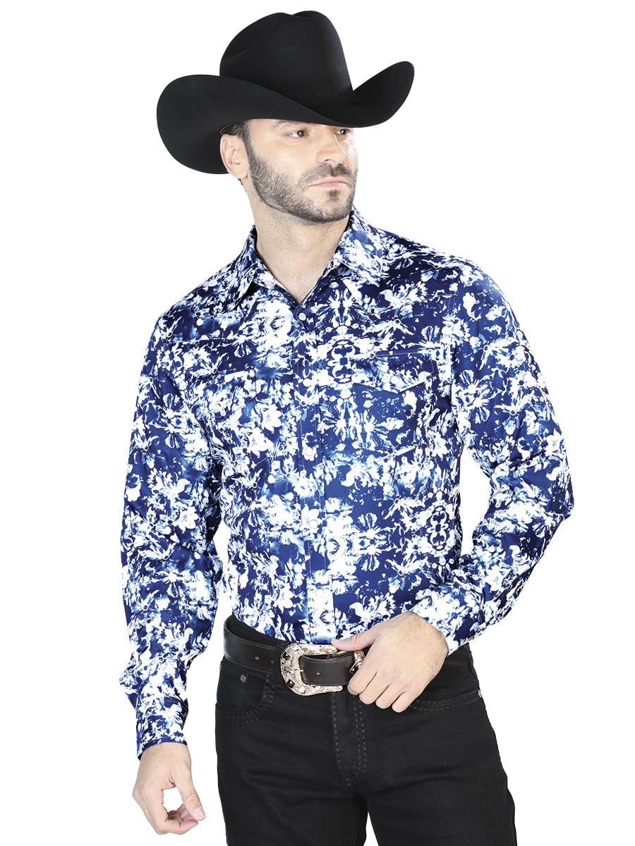Blue And White Casual Long Sleeve Shirt