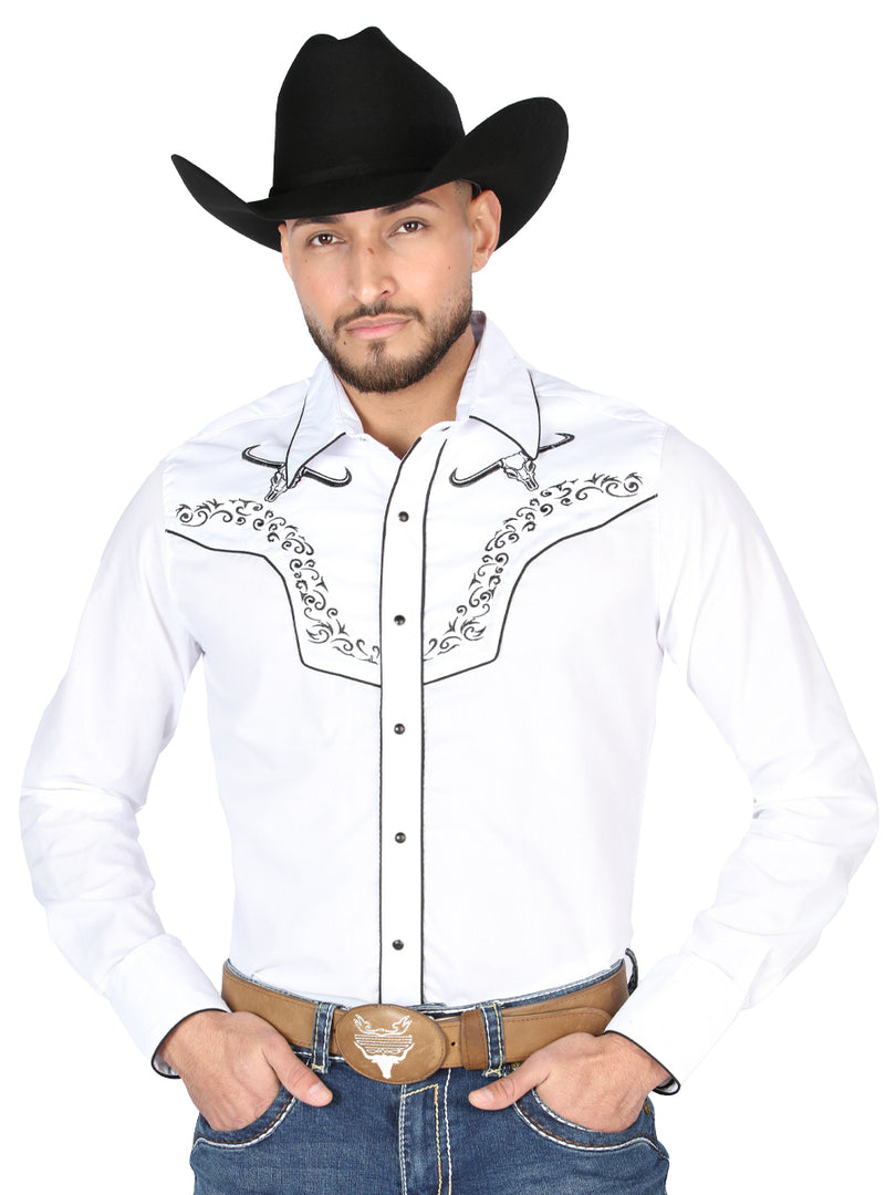 Camisa vaquera bordada El General blanca/negra