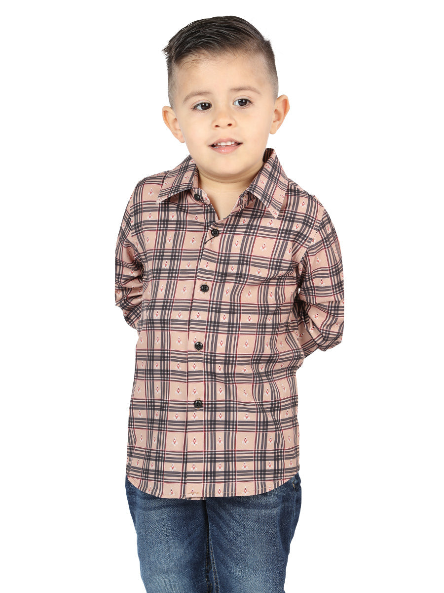 El General Beige/Black Casual Long-Sleeve Shirt