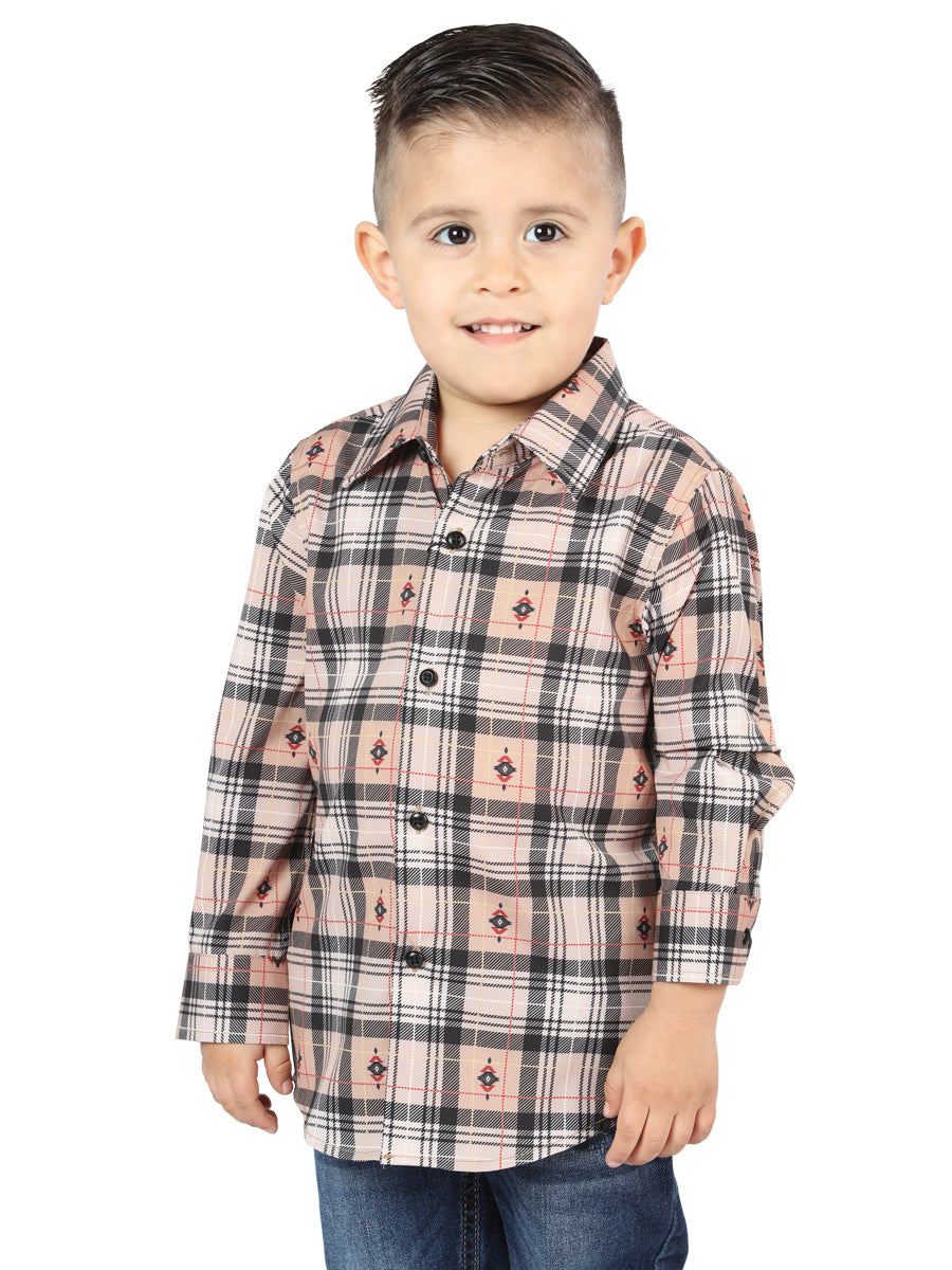 El General Beige/Black Casual Long-Sleeve Shirt