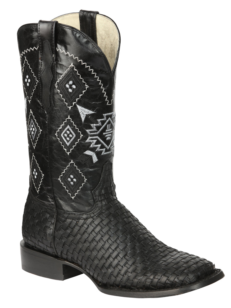 Botas de rodeo negras locas Petatillo de El General para hombre