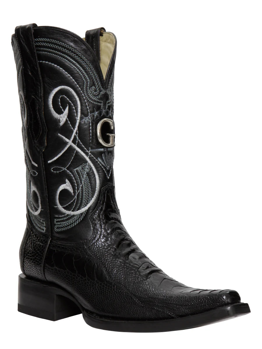 Botas vaqueras exóticas de pata de avestruz para hombre de El General - Negras 45067
