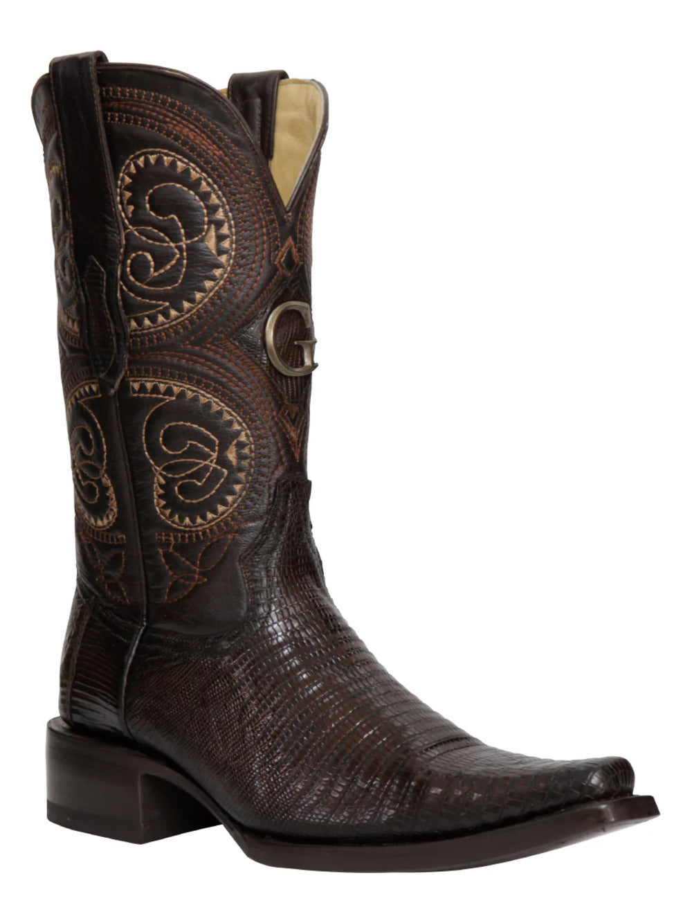 El General Men's Exotic Lizard Cowboy Boots Brown
