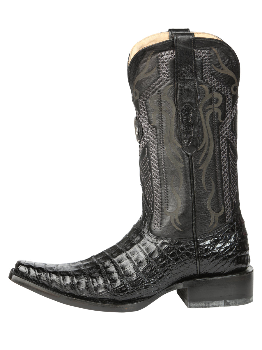 El General Mens Exotic Caiman Belly Cowboy Boots Black